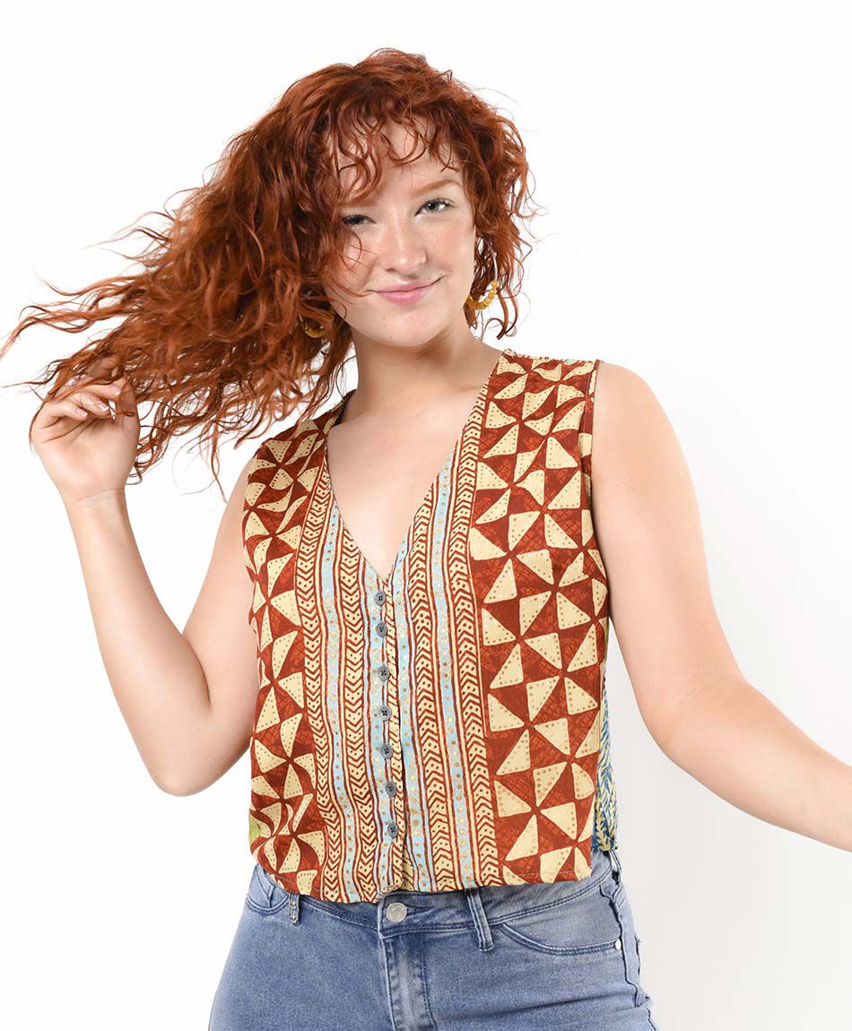 Blusa mujer estampada geométrica