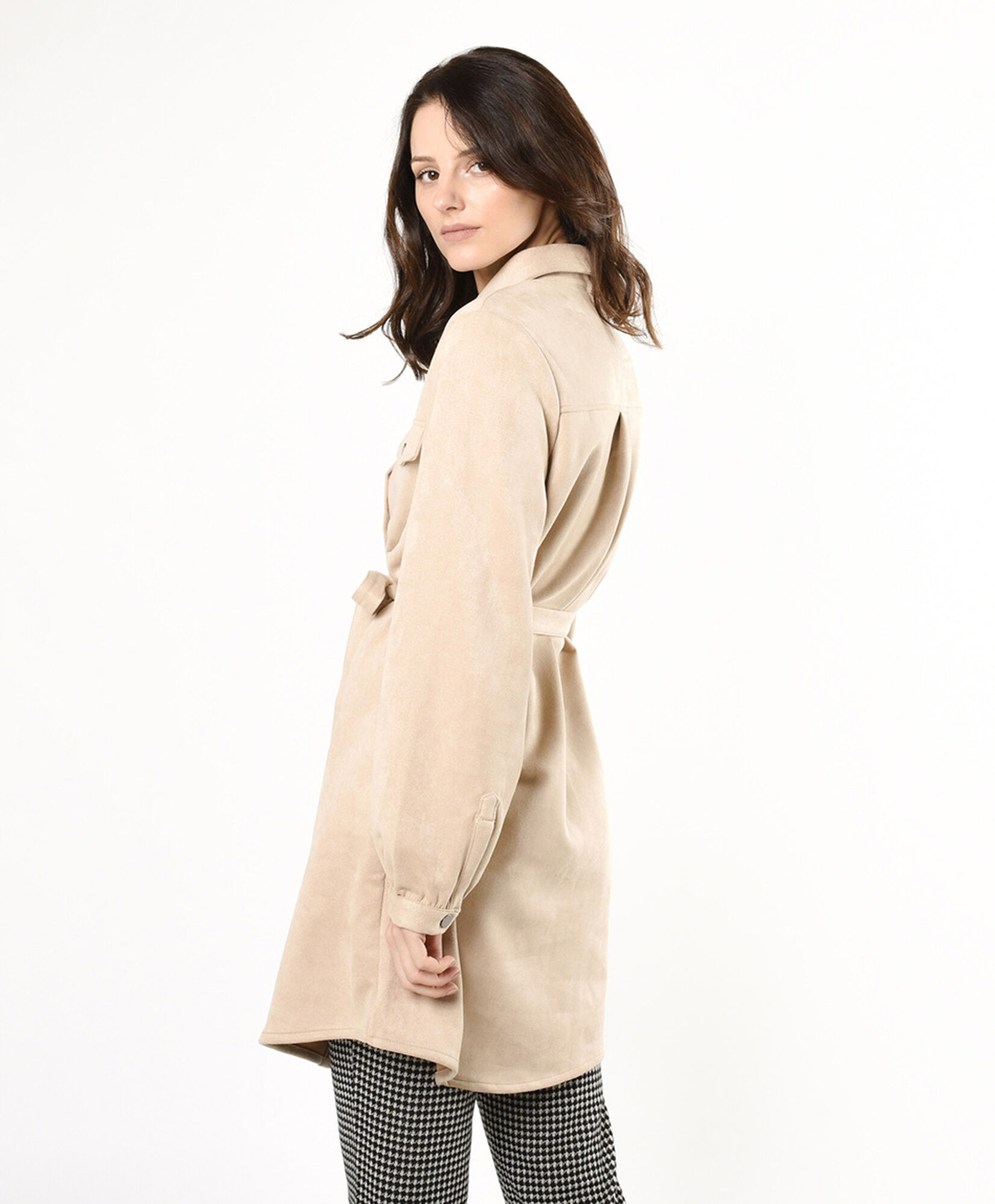 Chaqueta mujer botones y lazo gamuza Chaqueta mujer botones y lazo gamuza