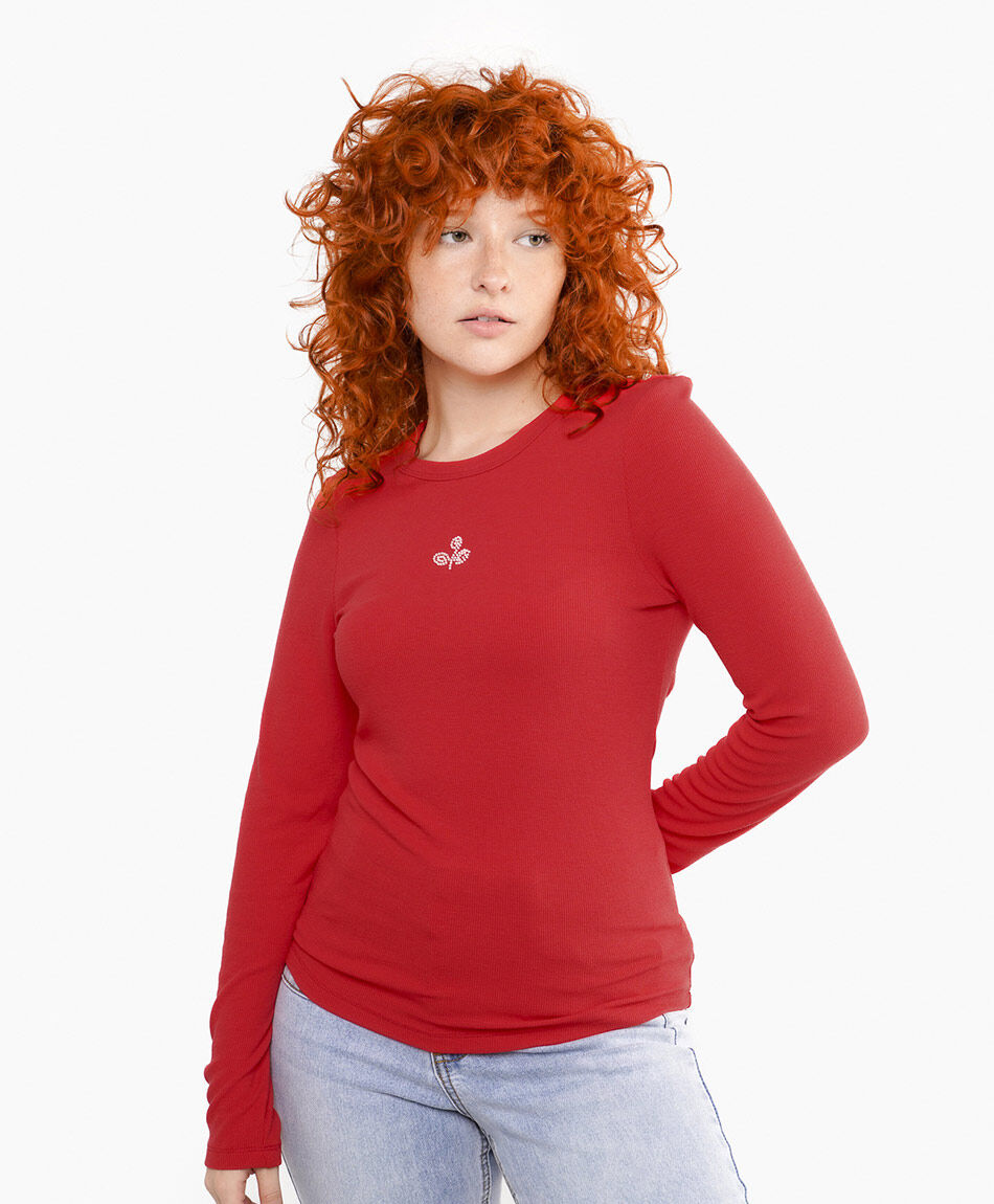 Polera mujer planta mostacillas