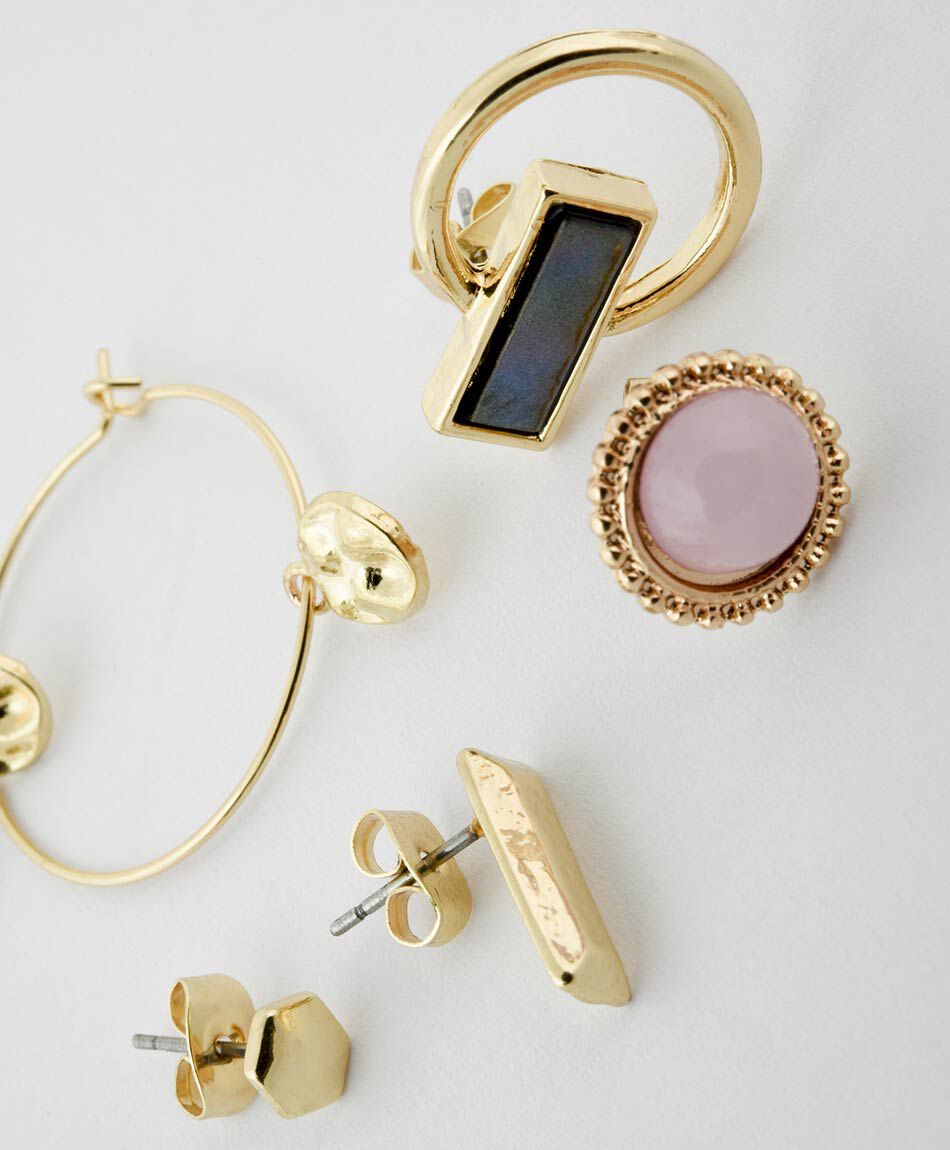 Set de aros mujer dorado 10 piezas