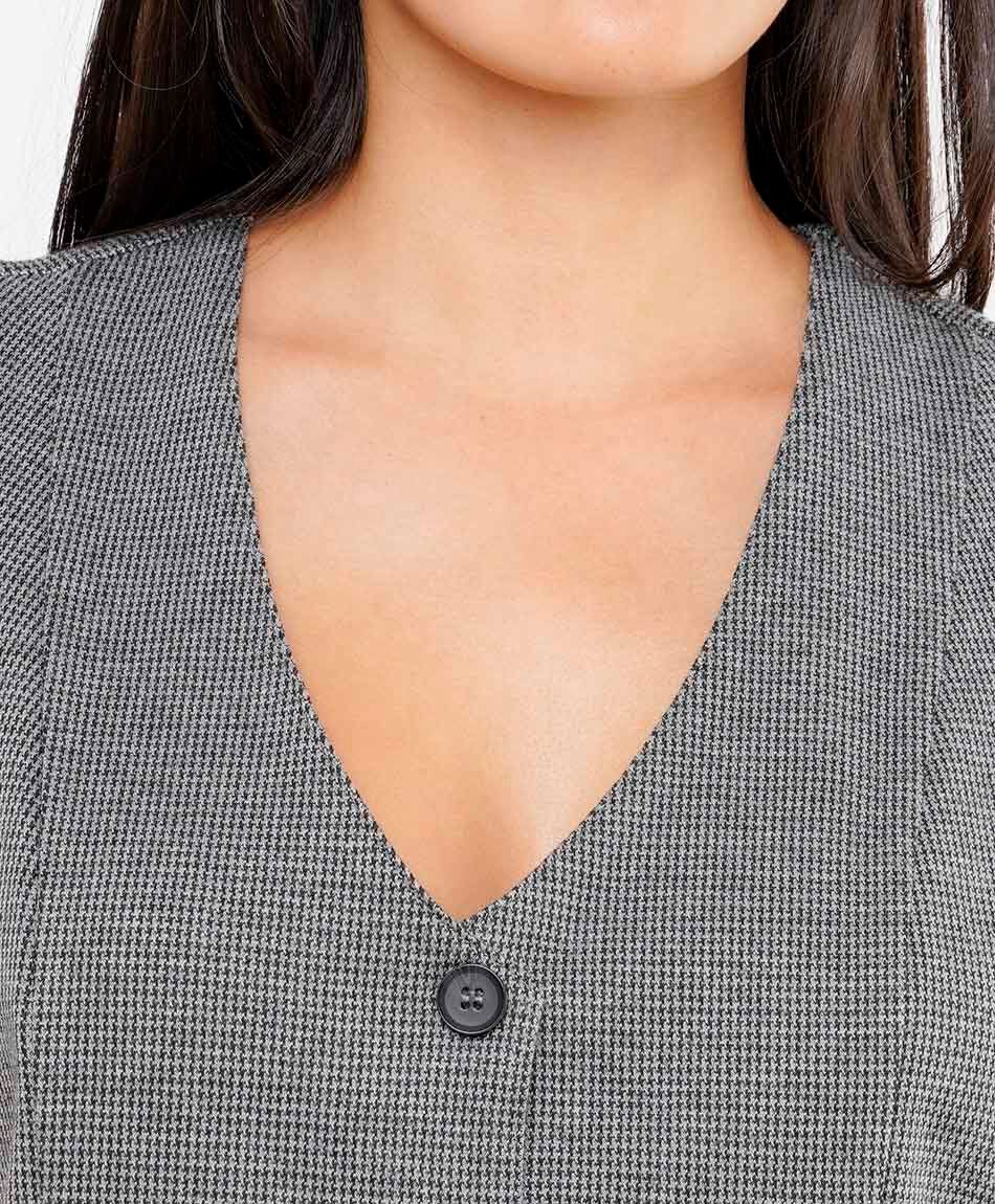 Vest mujer mini check grey
