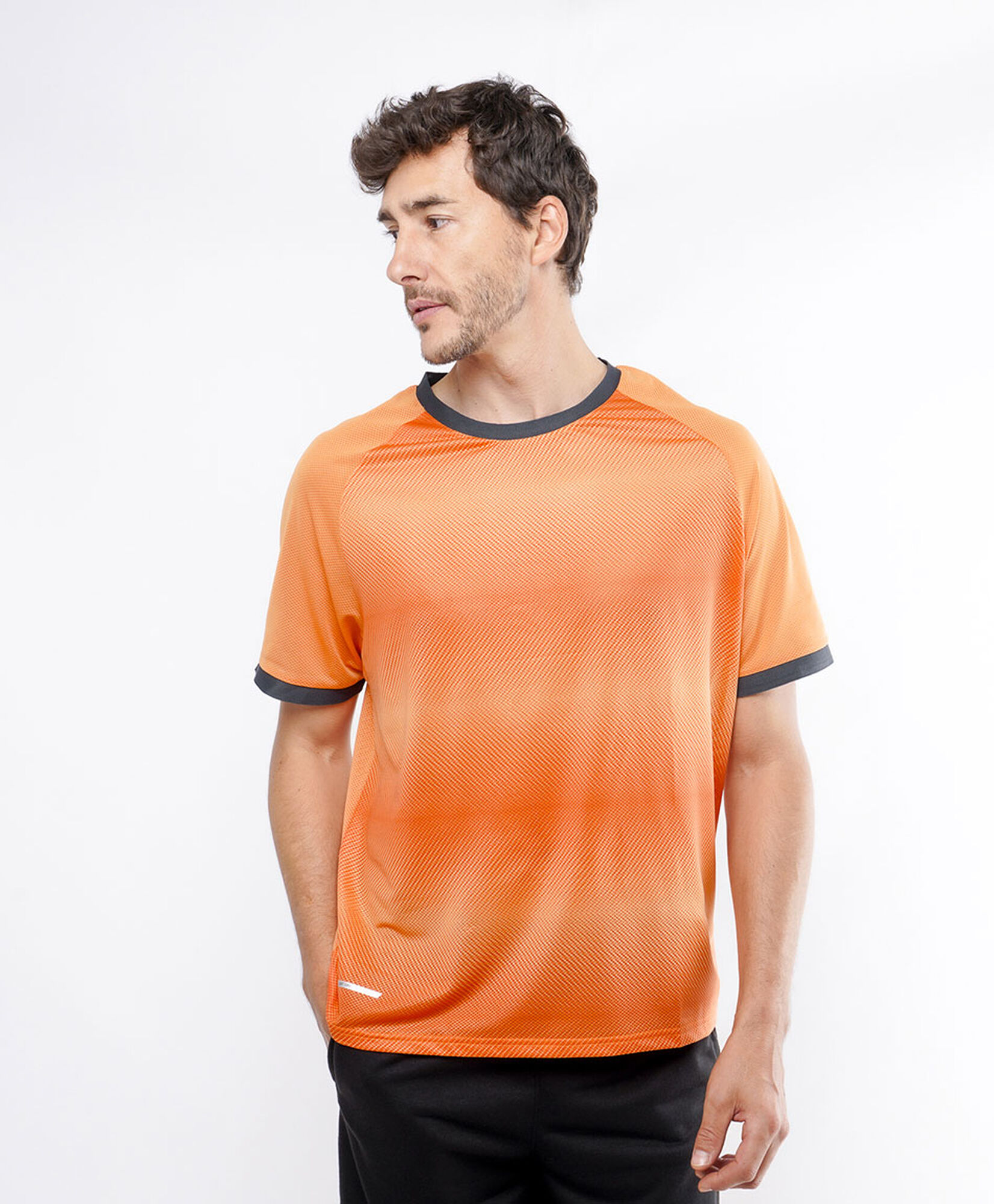 Polera deportiva hombre print naranjo Polera deportiva hombre print naranjo