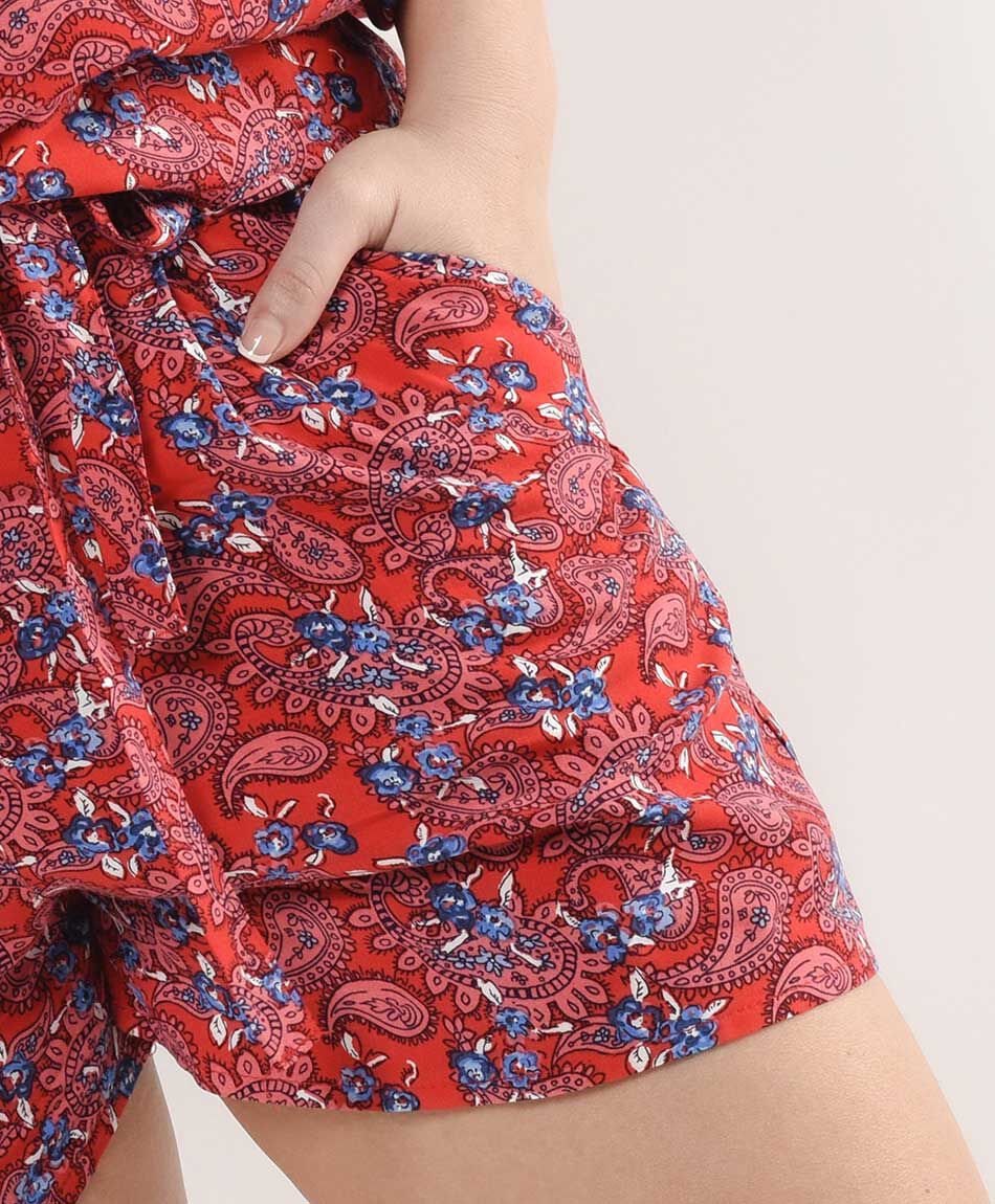 Short mujer floreado con lazo