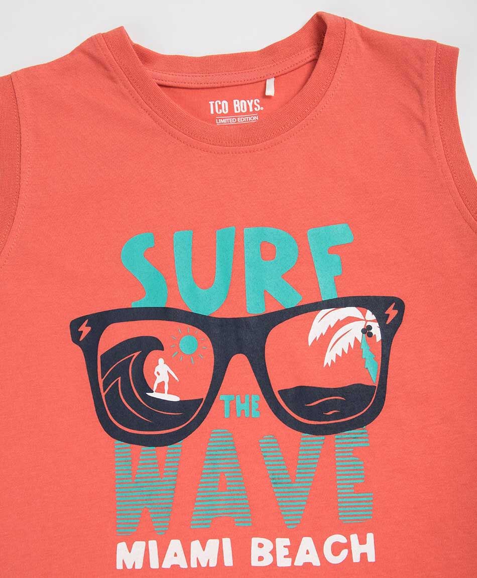 Polera ni&ntilde;o sin mangas surf