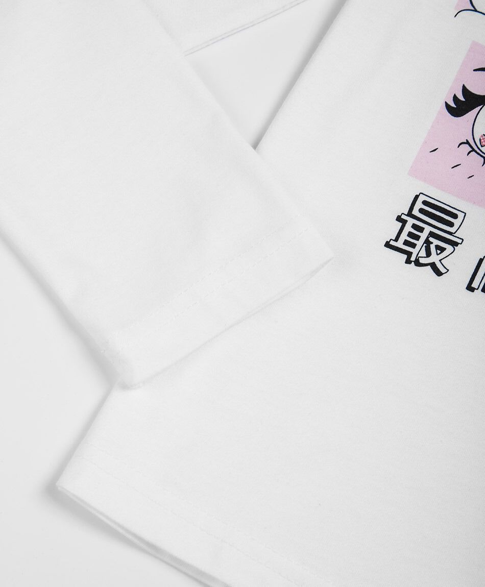 Polera ni&ntilde;a manga larga blanca