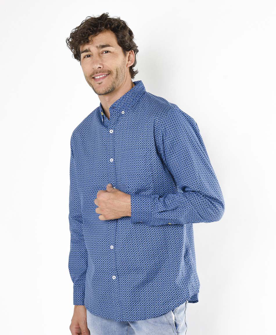 Camisa hombre print azul