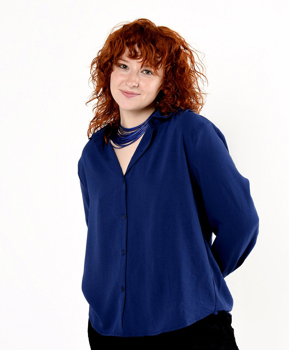 Blusa mujer camisera azul