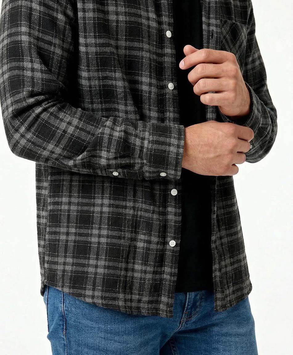 Camisa hombre franela gris