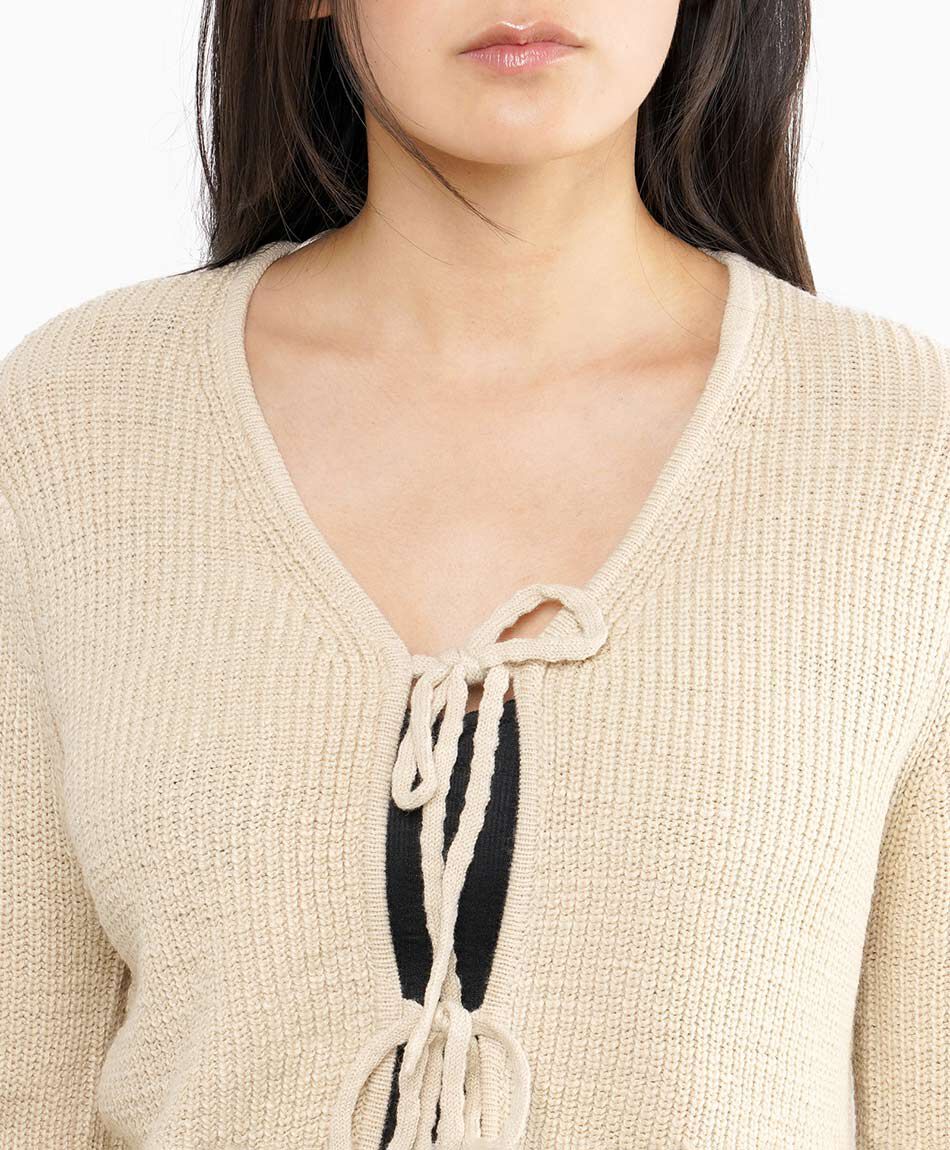 Cardigan mujer amarras beige