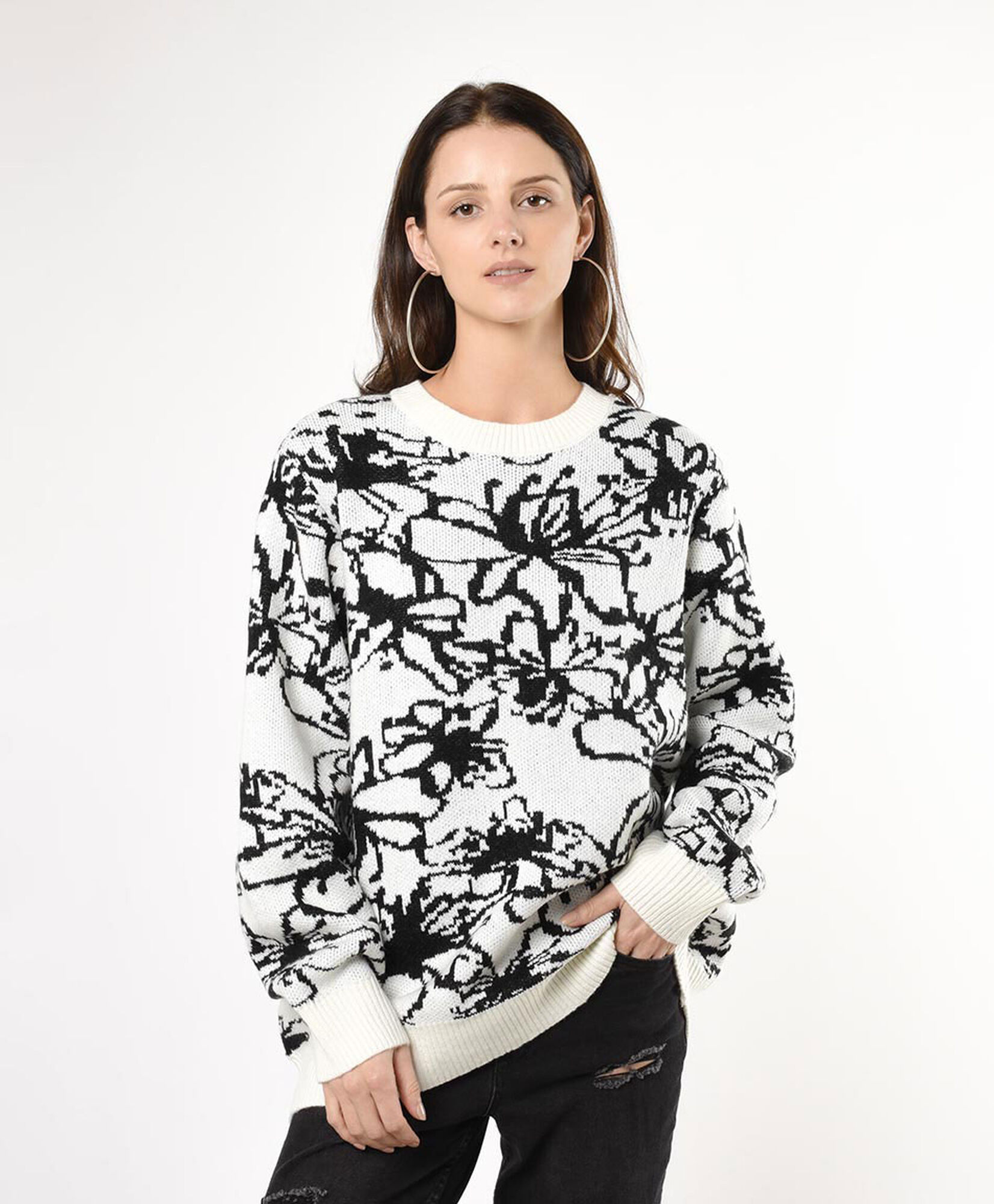 Sweater mujer flores bicolor Sweater mujer flores bicolor