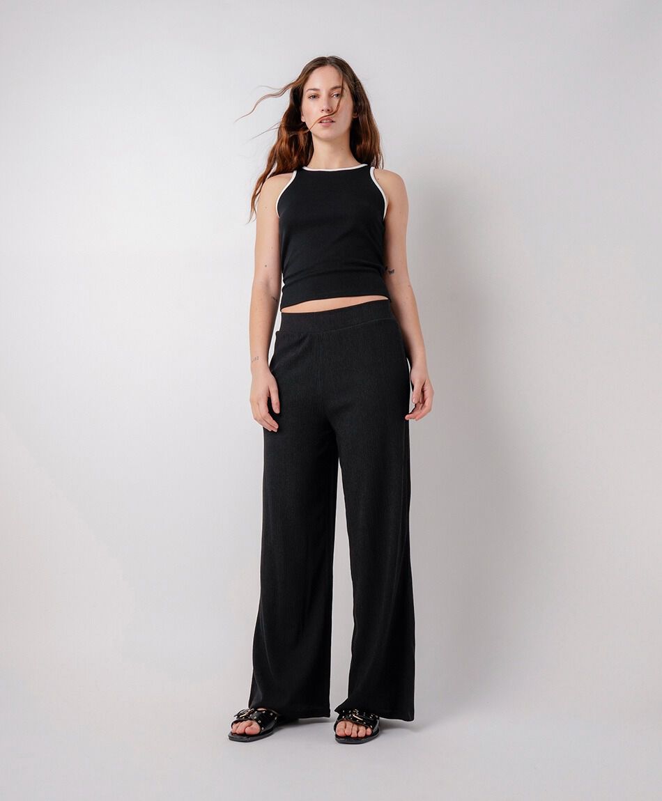 Pantal&oacute;n mujer jacquard negro
