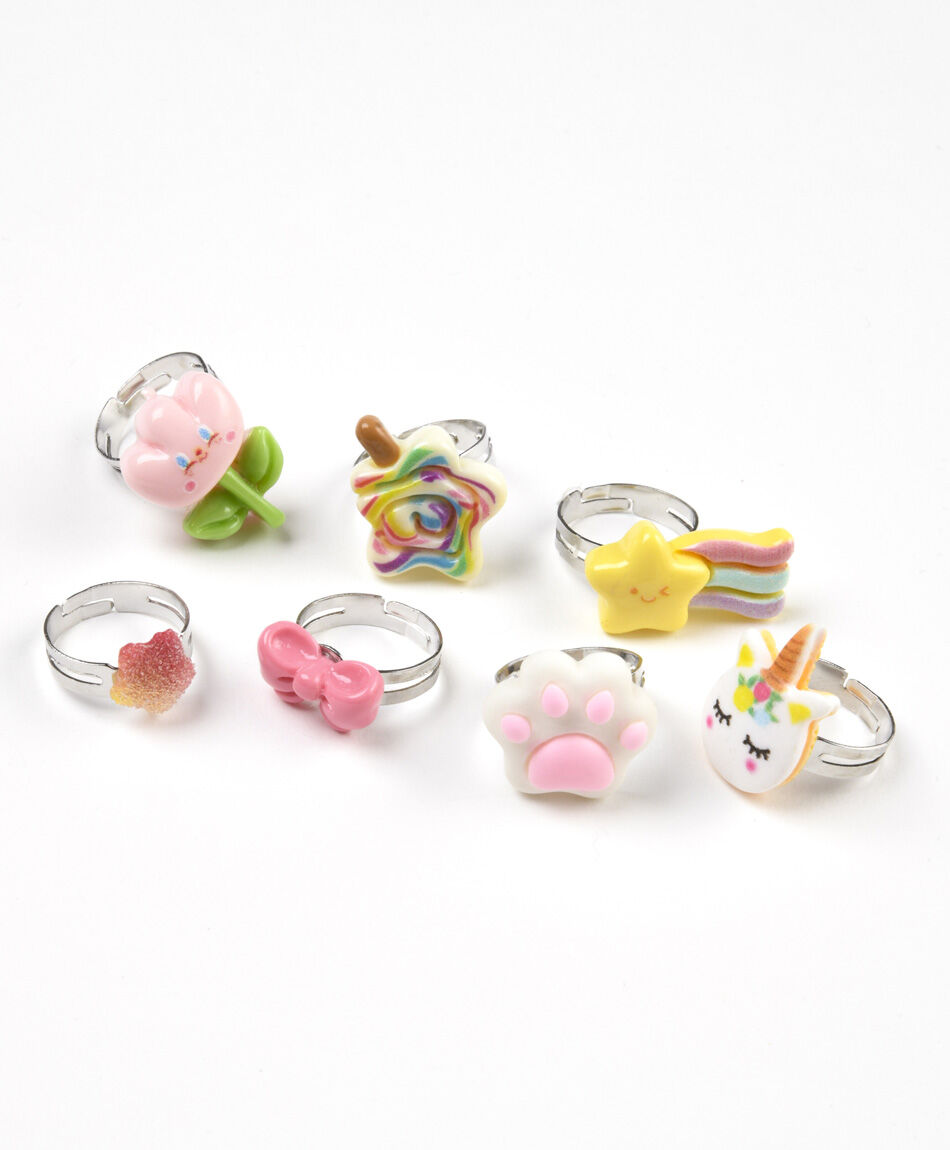 Set 7 anillos niña figuras