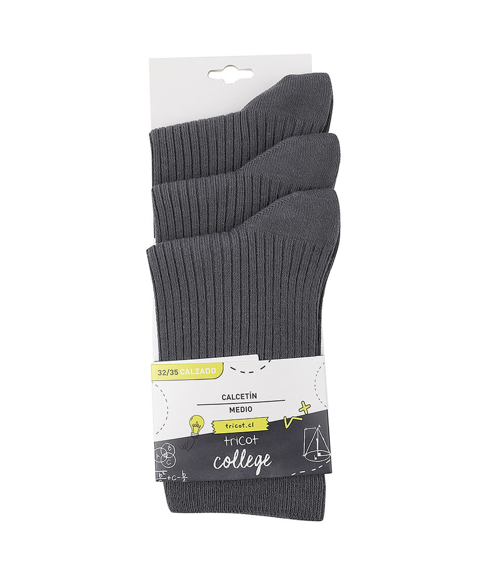 Pack 3 calcetines escolar gris basic