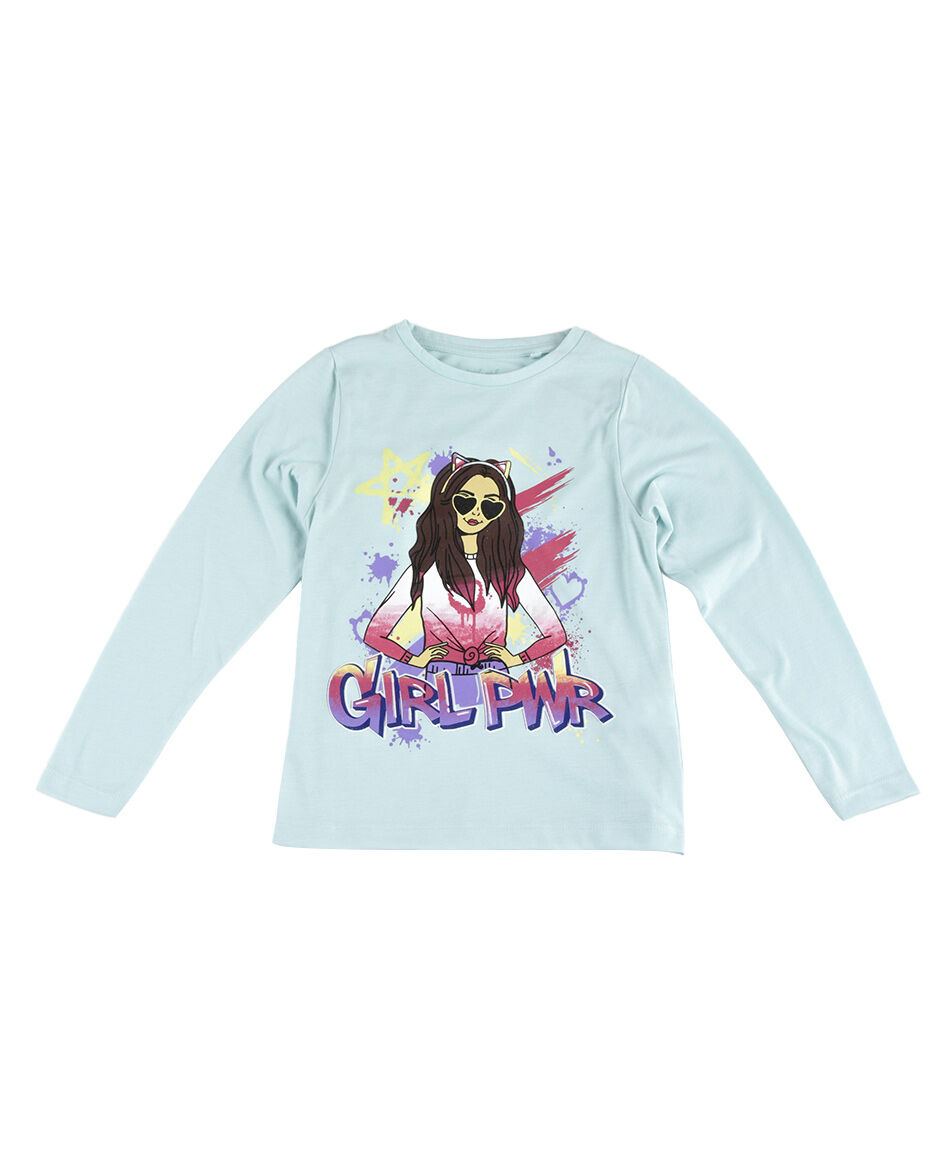 Polera niña estampada brillos