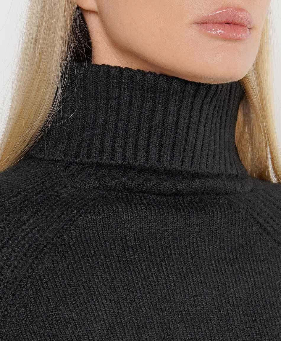 Sweater mujer cuello alto negro
