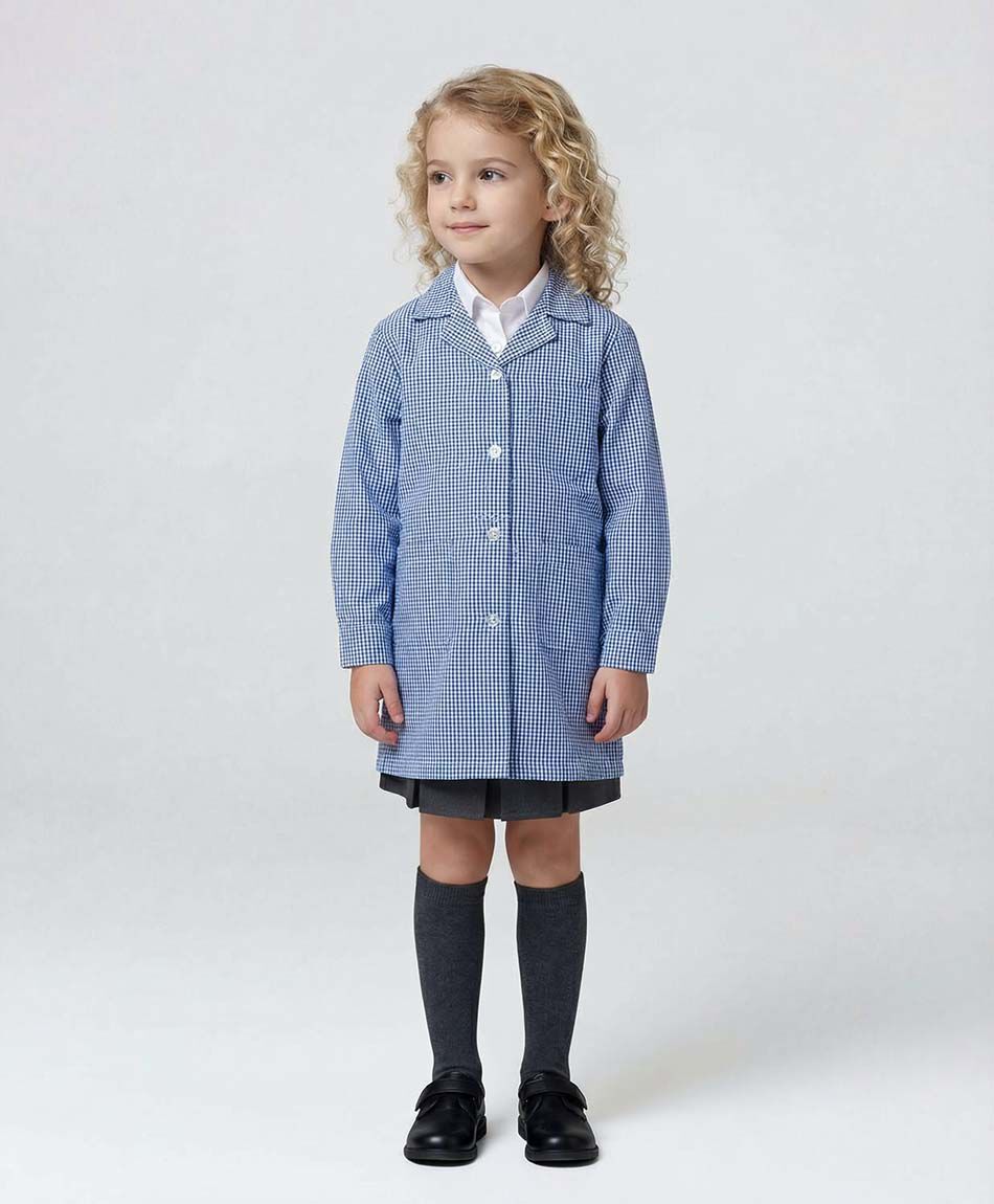 Delantal escolar azul cuadrille
