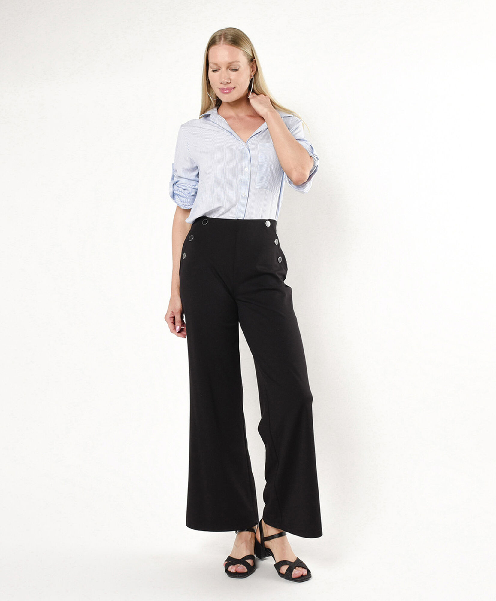 Pantalón mujer botones wide Pantalón mujer botones wide