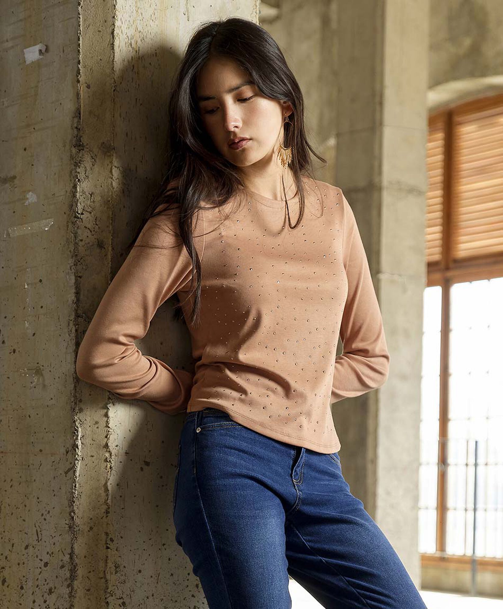 Polera mujer brillos frontales Polera mujer brillos frontales
