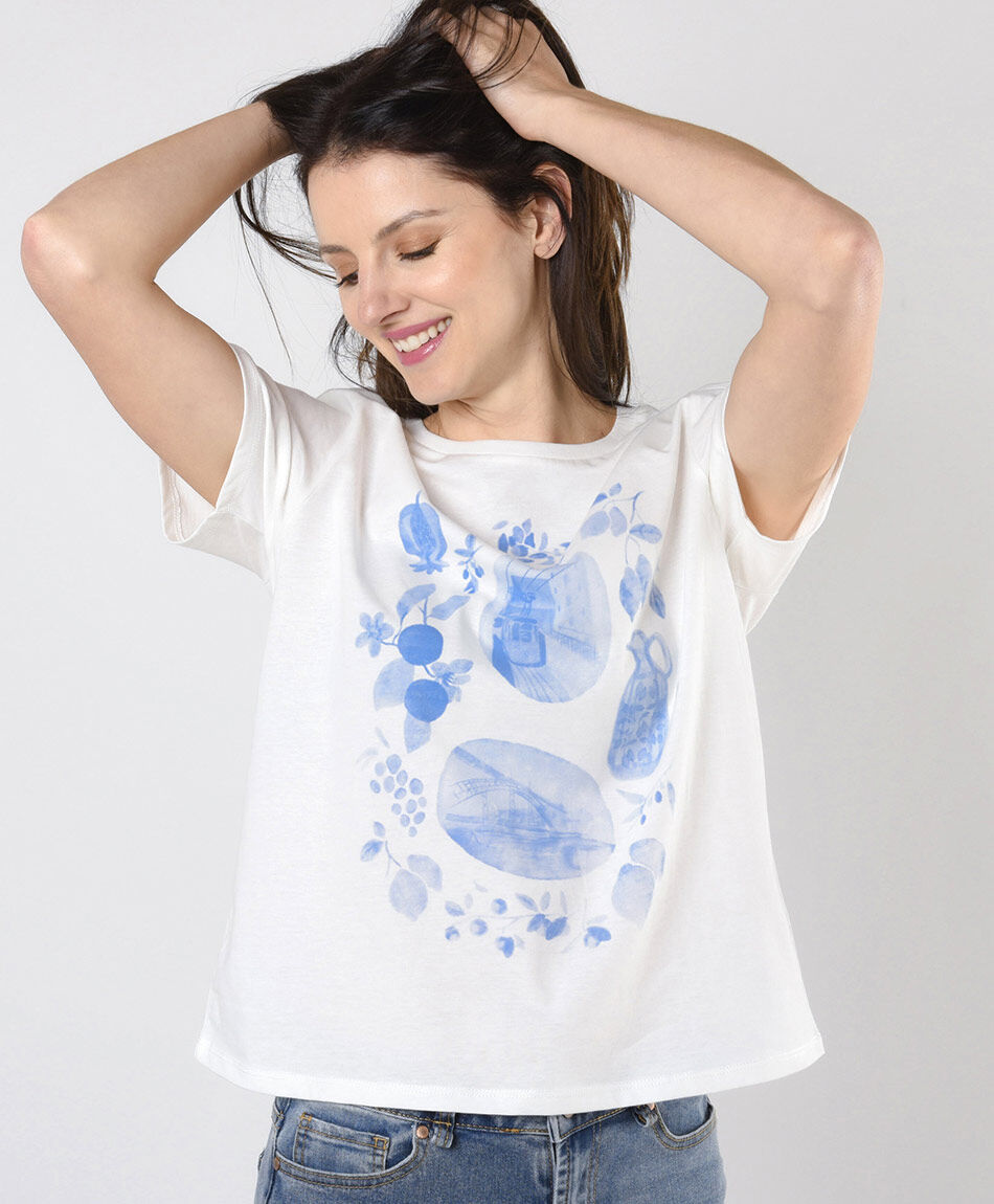 Polera mujer estampado ciudad
