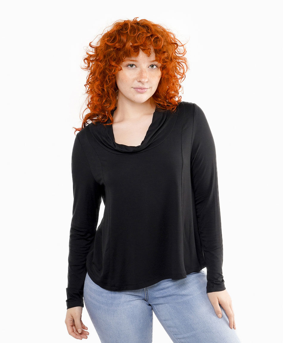 Polera mujer cuello ca&iacute;do black