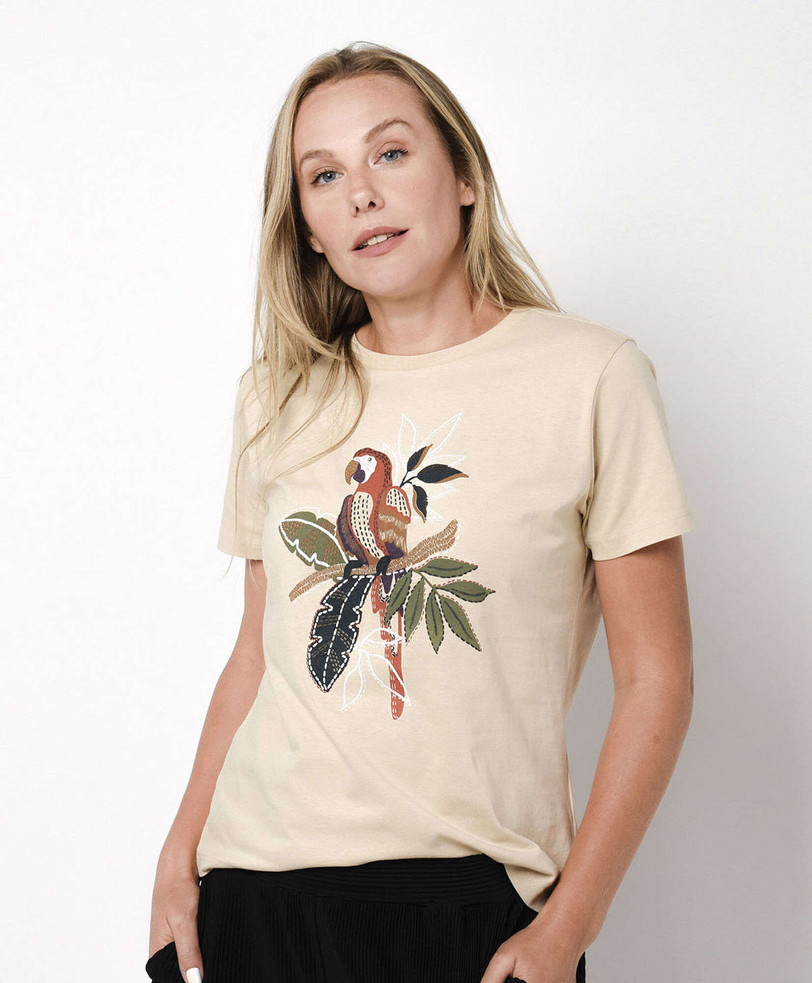 Polera mujer tropical loro Polera mujer tropical loro