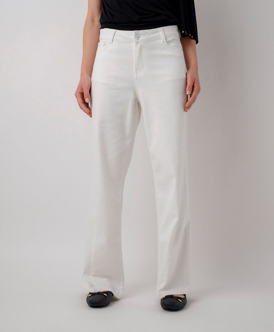Jeans mujer wide leg blanco