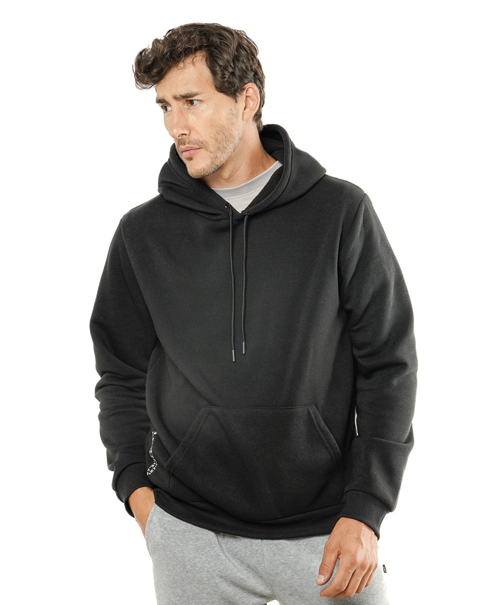 Polerón deportivo hombre liso negro Polerón deportivo hombre liso negro