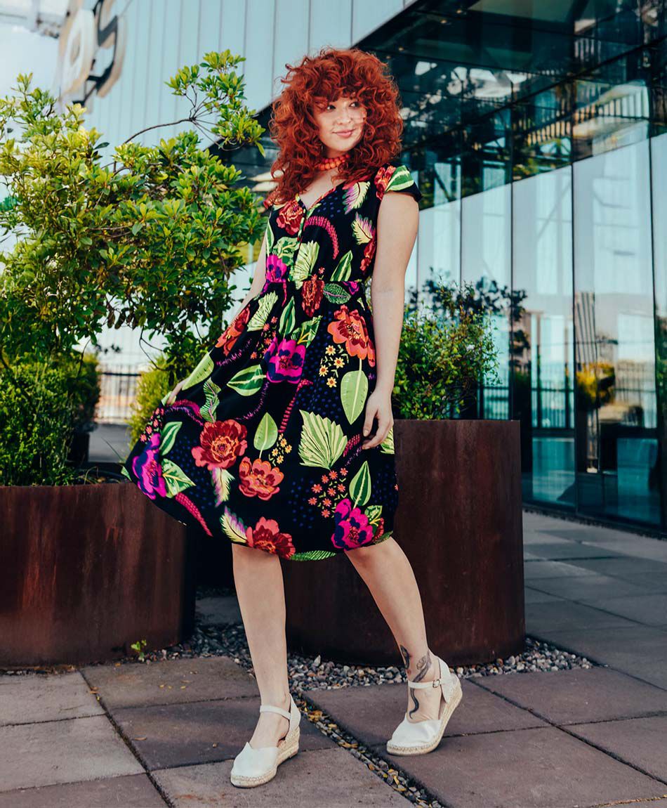 Vestido mujer print hojas