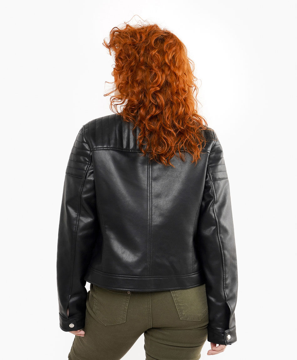 Chaqueta mujer biker eco-cuero negra