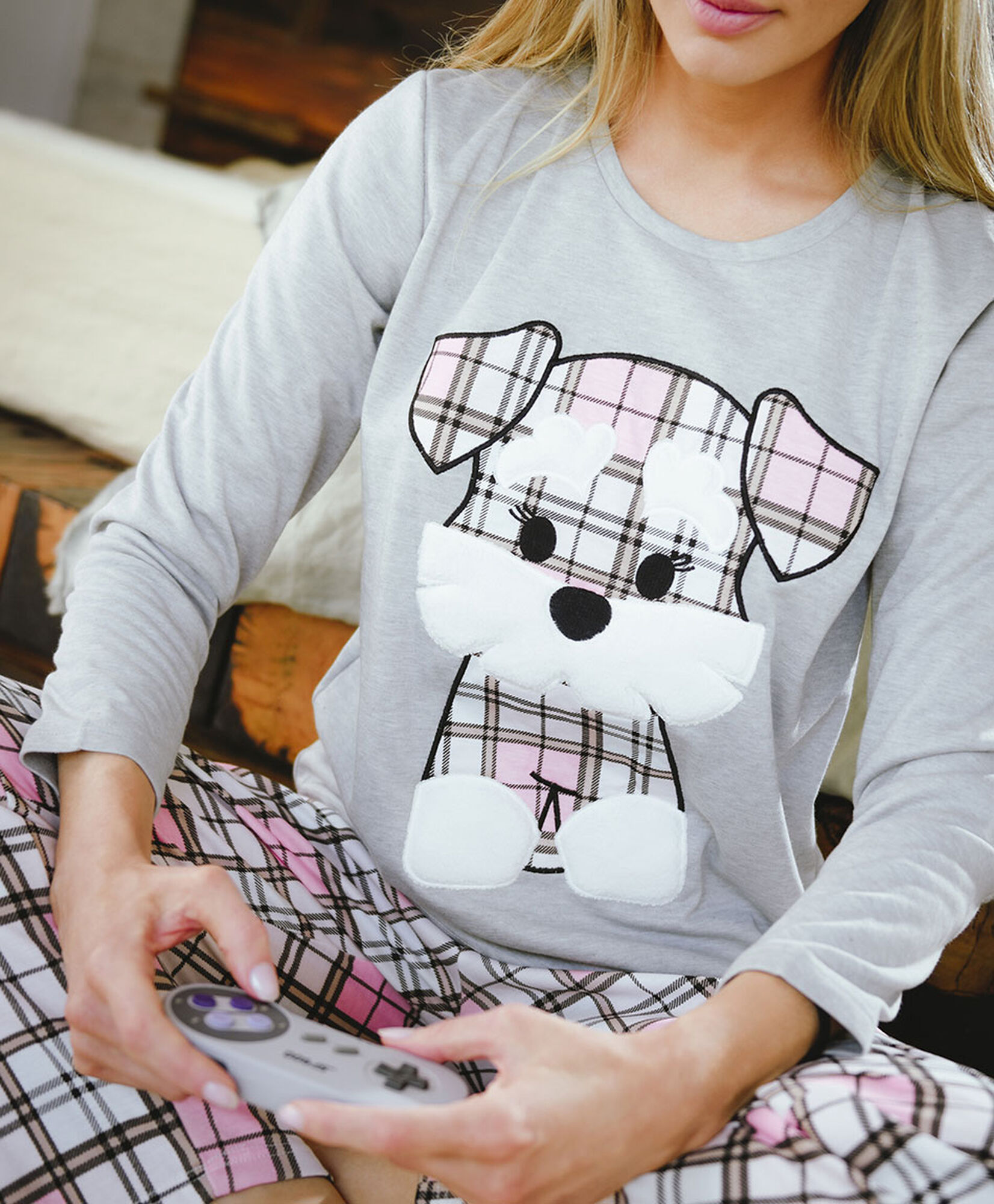 Pijama mujer escocés perrito Pijama mujer escocés perrito