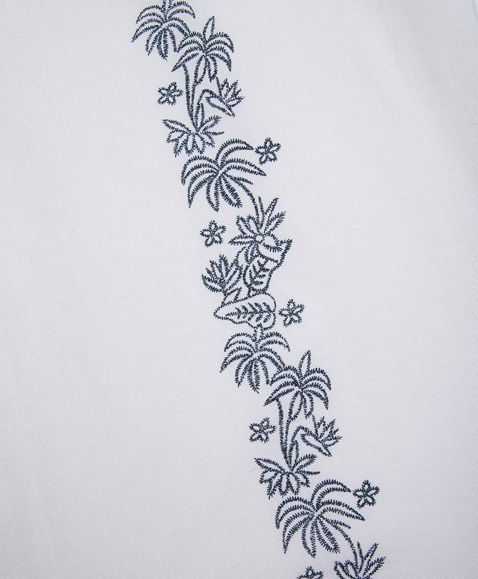 Camisa hombre bordado plantas lino