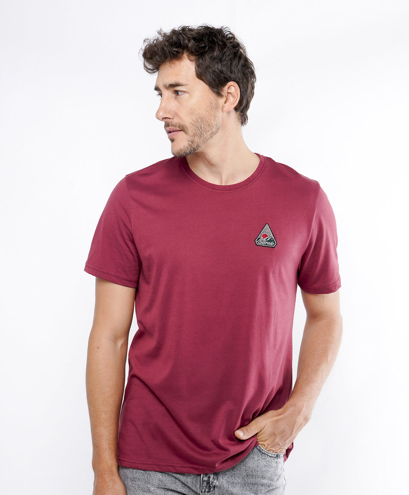 Polera hombre lisa mini print Polera hombre lisa mini print