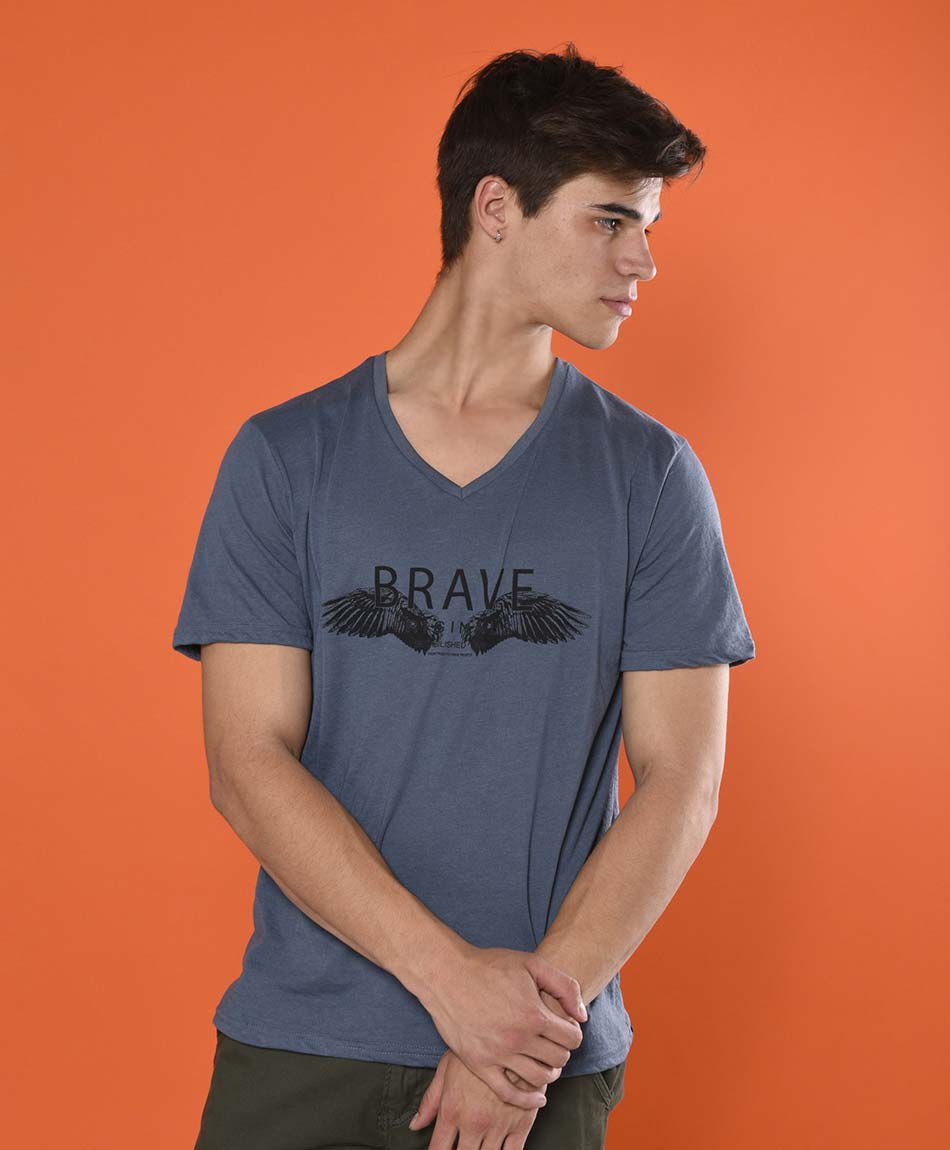 Polera manga corta cuello en v