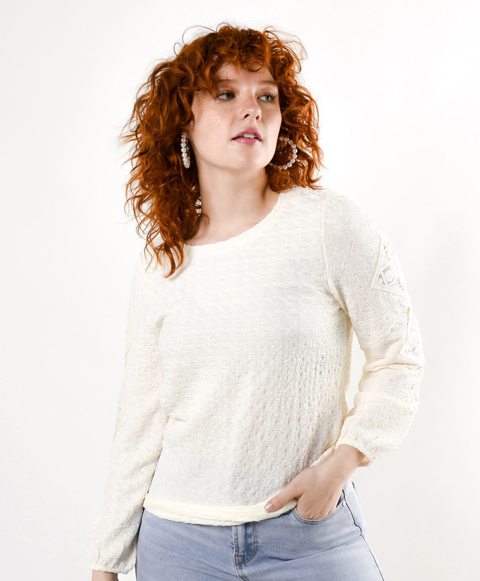 Polera mujer parche encaje
