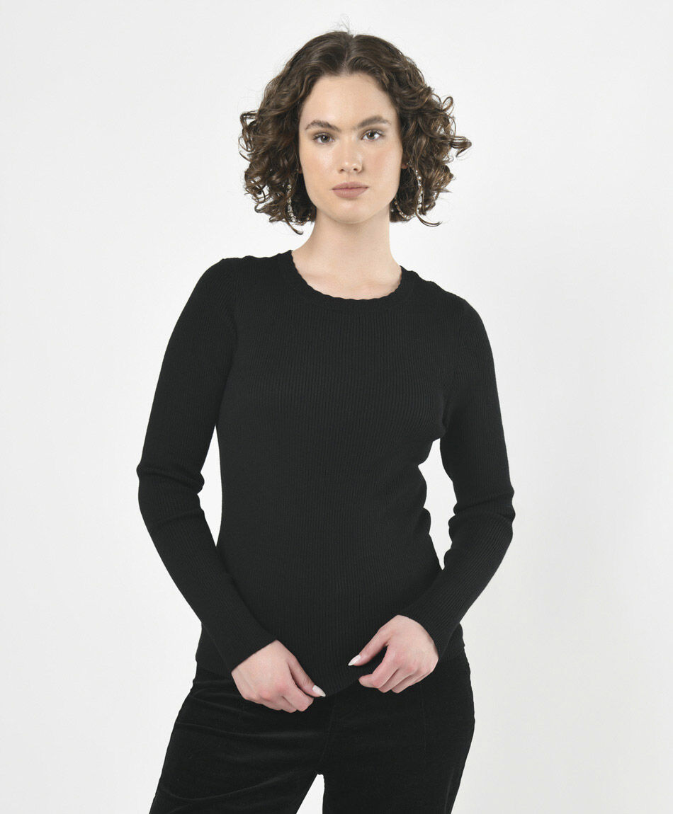 Sweater mujer cuello ondulado