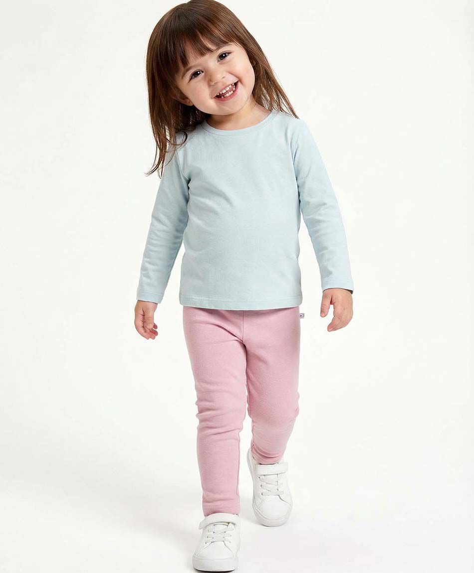 Leggins beb&eacute; forrada lisa rosado