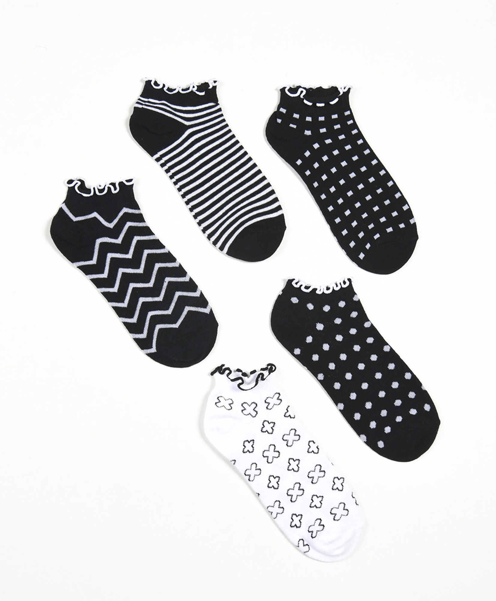 Pack 5 calcetines mujer blanco y negro Pack 5 calcetines mujer blanco y negro