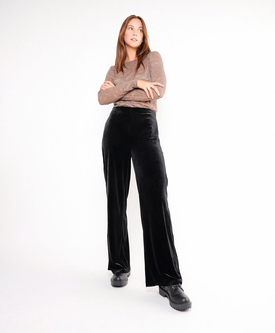 Pantal&oacute;n mujer velvet negro