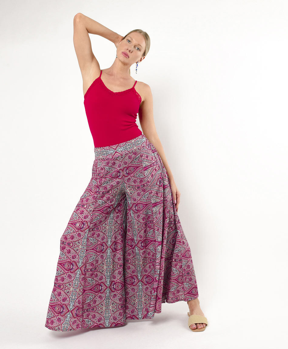 Pantalón mujer estampado extra wide