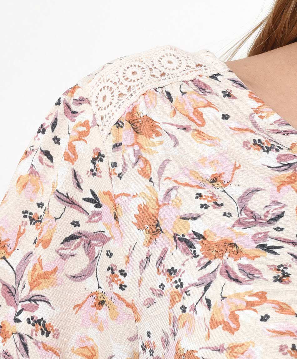 Polera mujer floral lazo