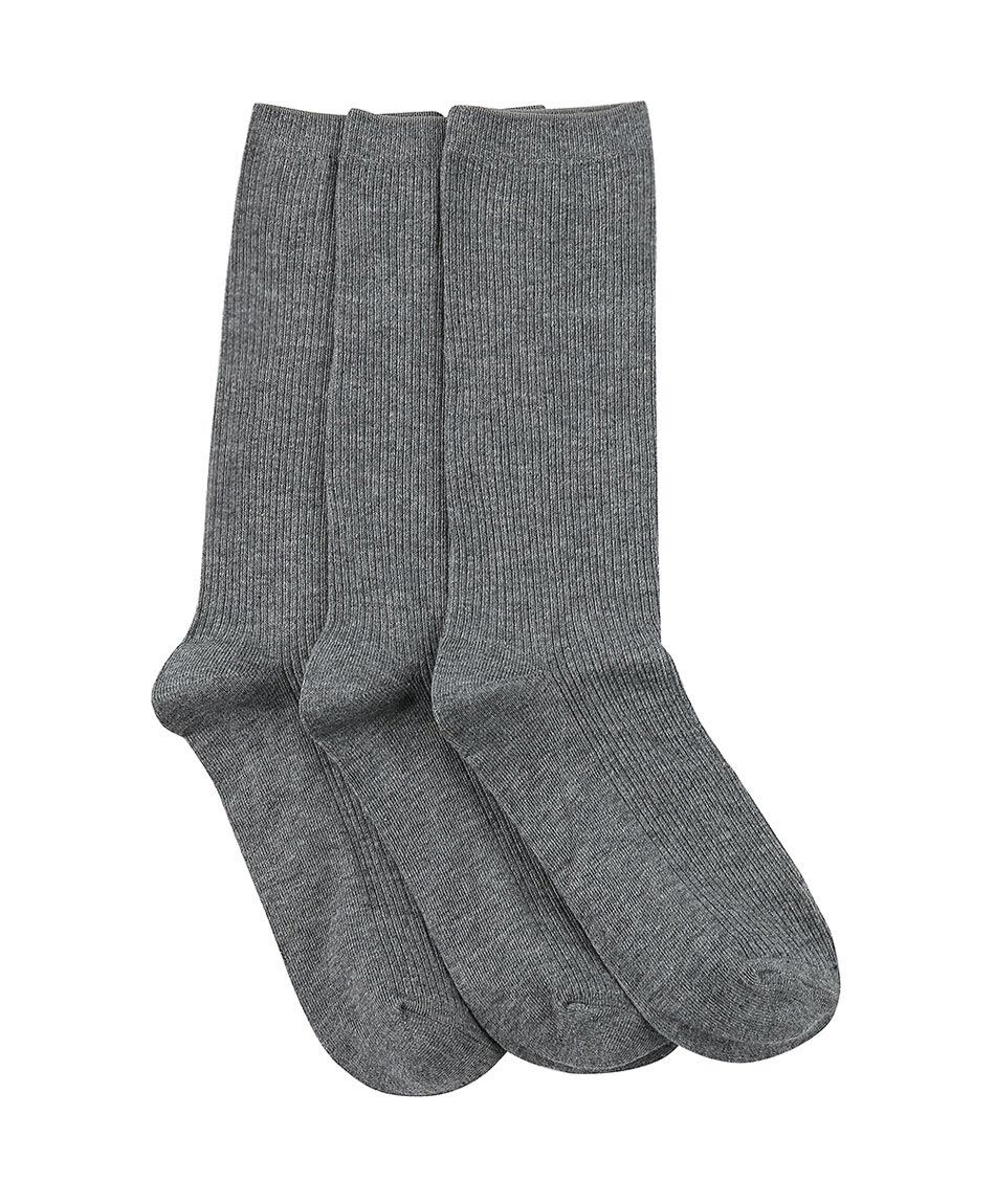 Pack 3 calcetines escolar gris largo