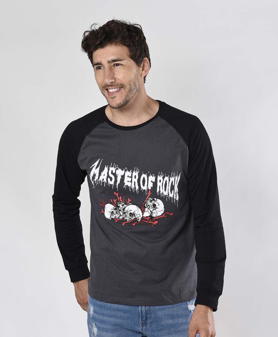 Polera hombre bicolor con doble estampado