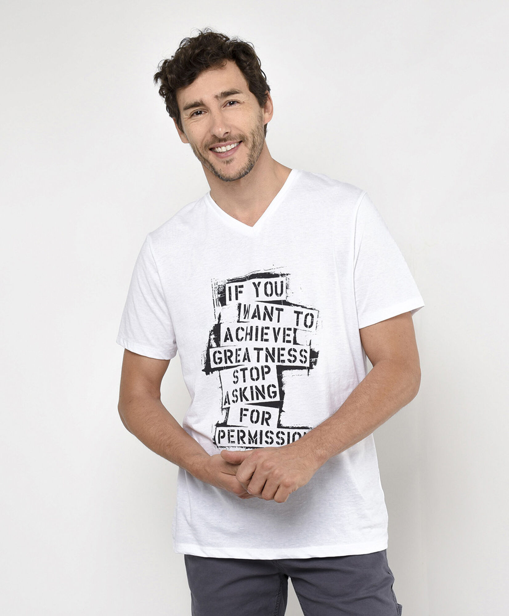 Polera hombre frase graffiti Polera hombre frase graffiti