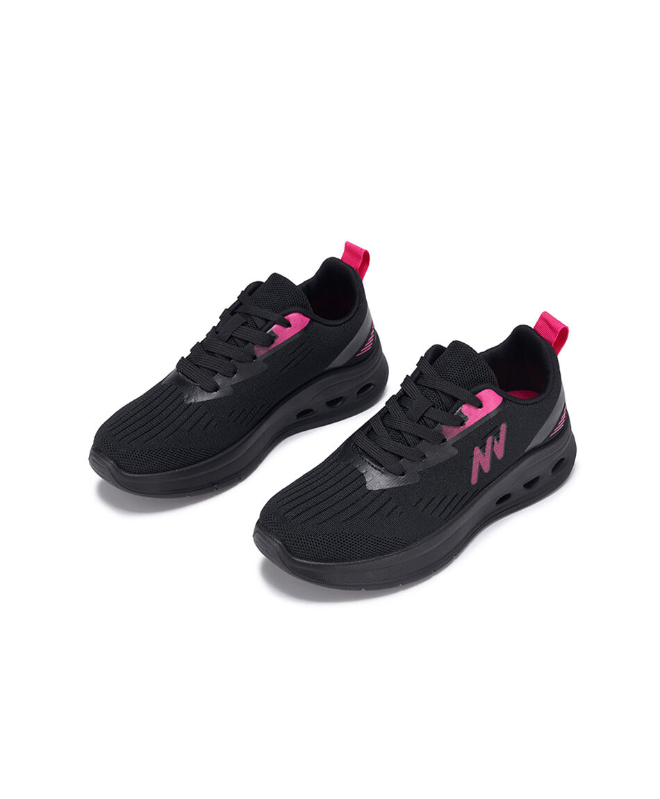 Zapatilla deportiva mujer negra fucsia