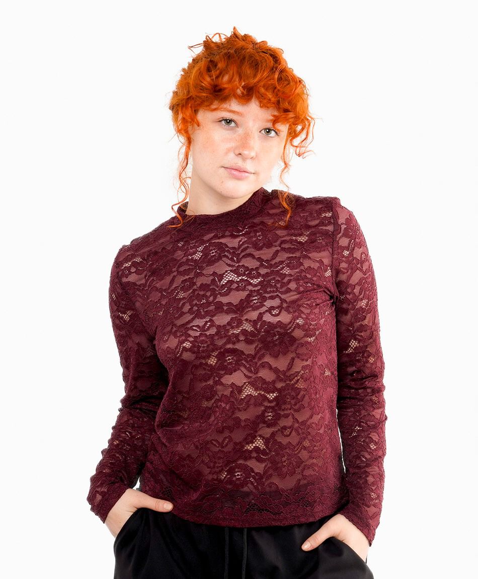 Polera mujer encaje floreado
