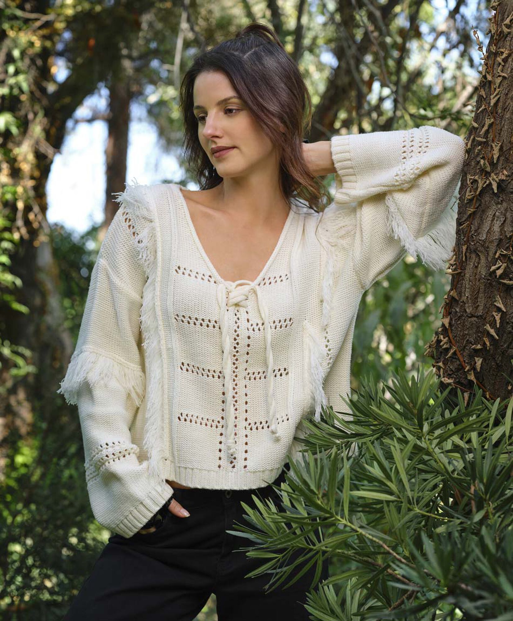 Sweater mujer crop flecos Sweater mujer crop flecos