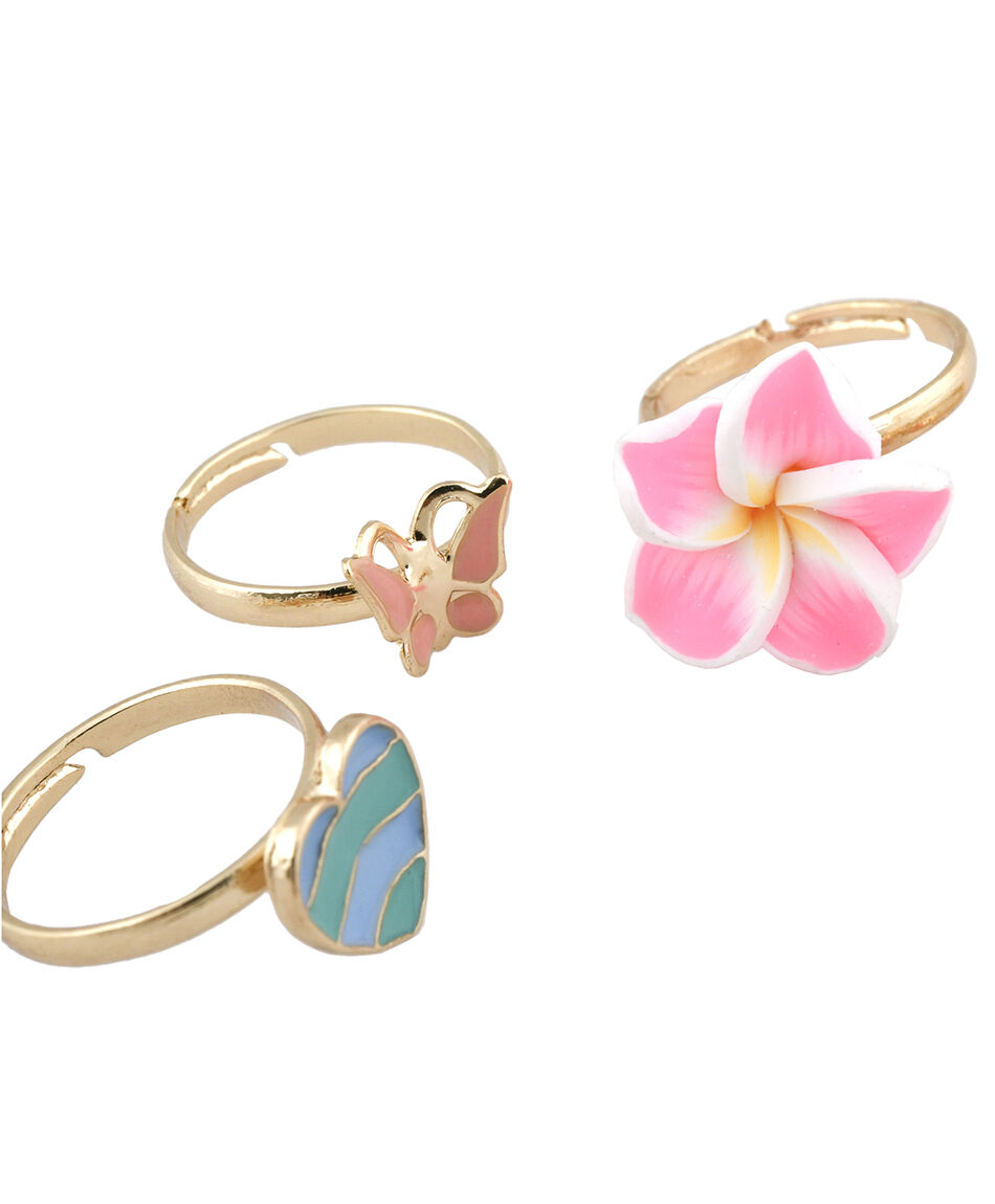 Set anillos dorado flor 5 piezas