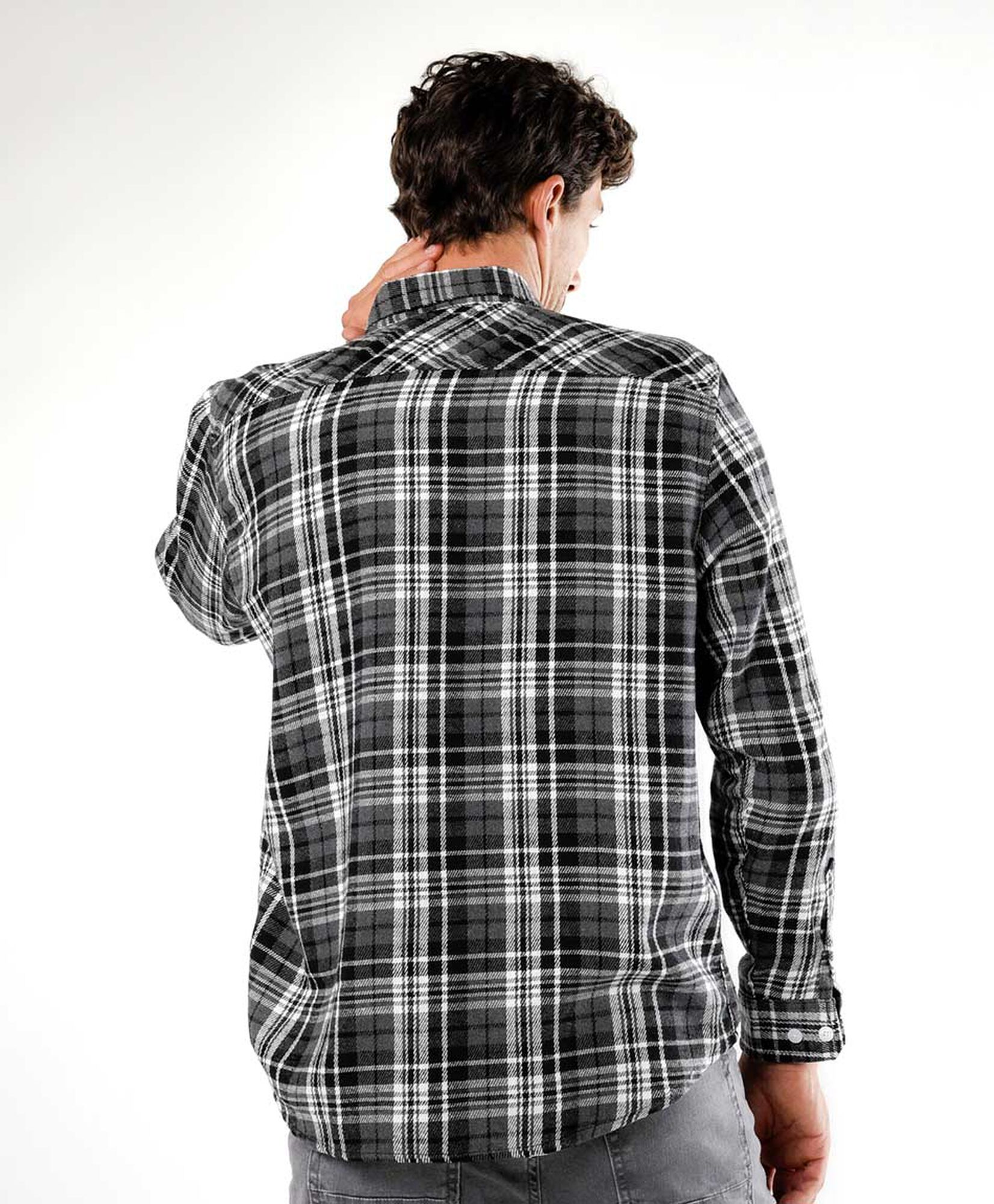 Camisa hombre franela cuadrille blanco y negro Camisa hombre franela cuadrille blanco y negro