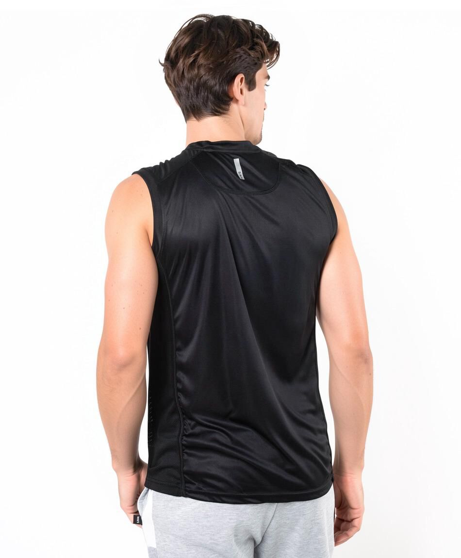 Polera deportiva hombre lisa negra sin mangas