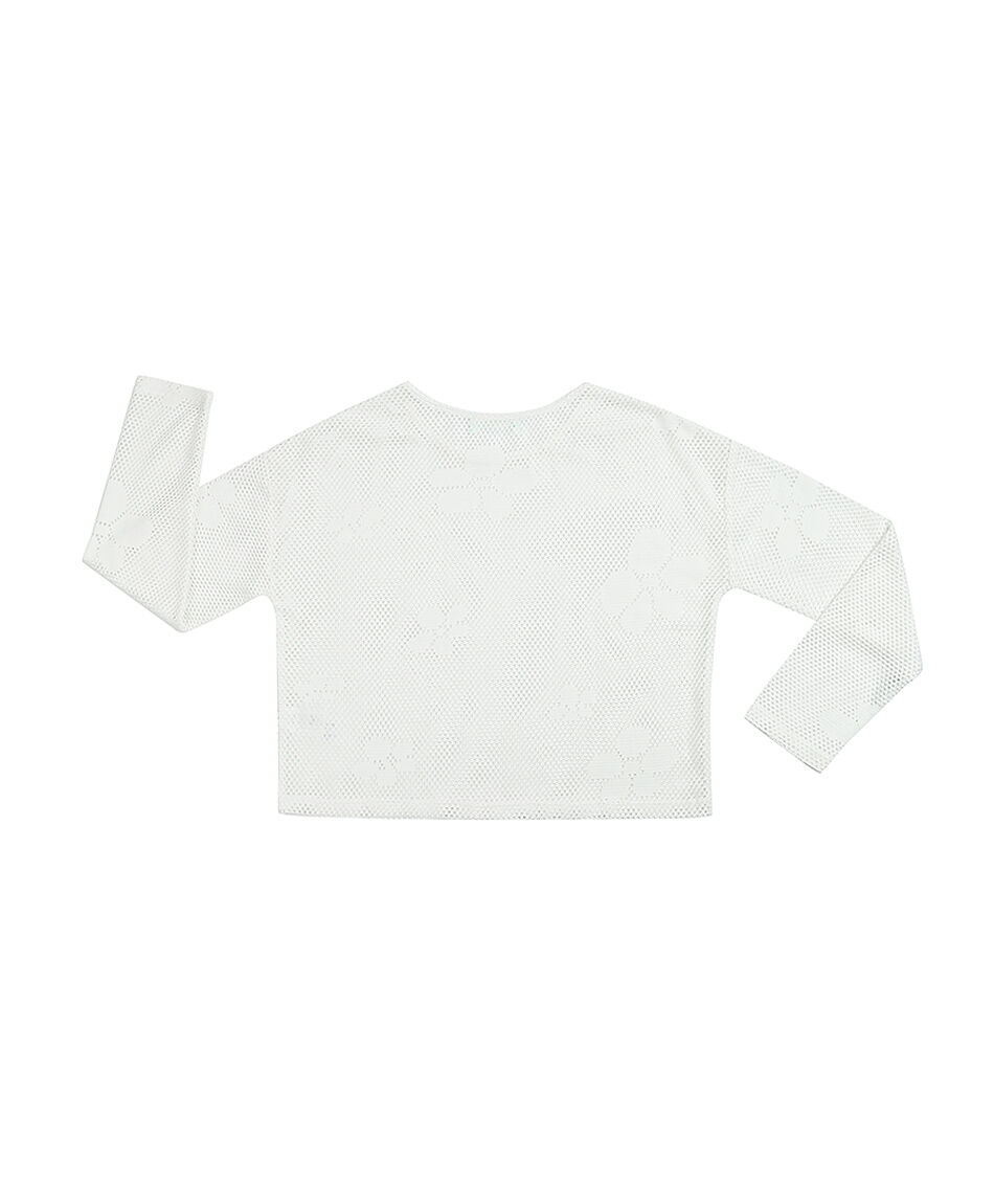 Polera ni&ntilde;a calada  flor blanca